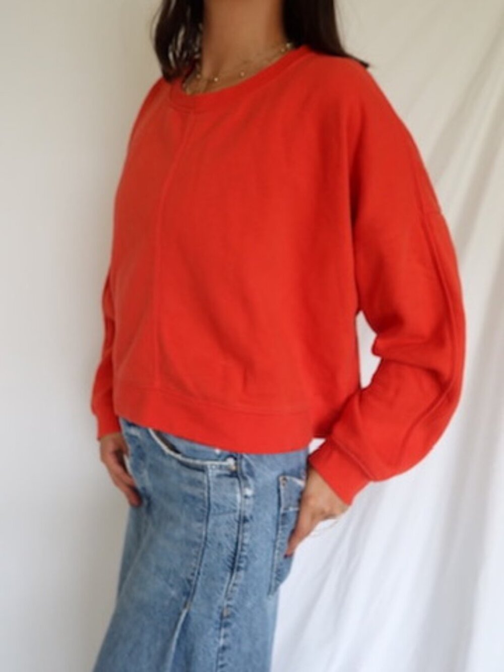 Orangered oversized crewneck sweatshirt oversized - Picture 3 of 7